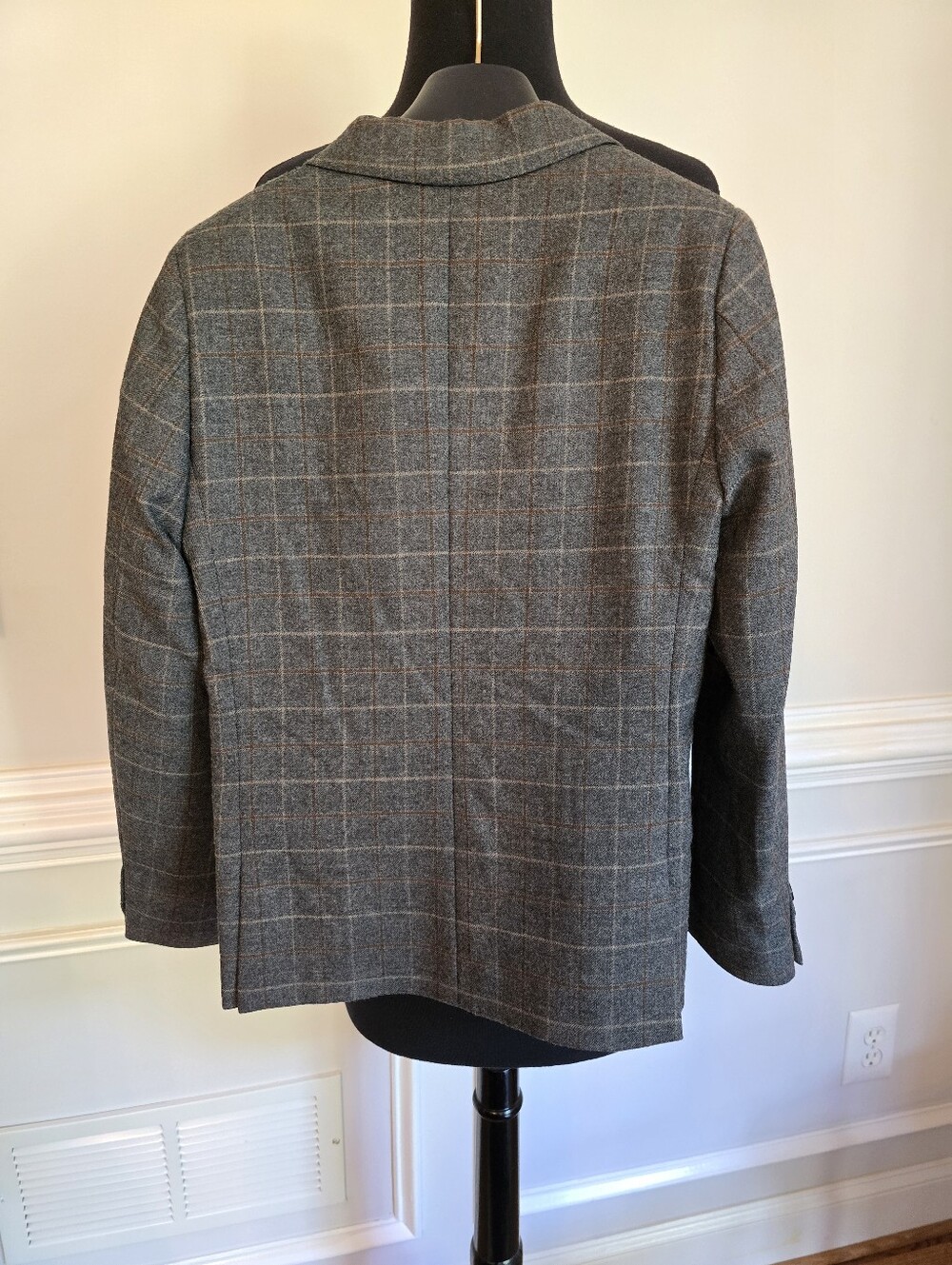 Dal Lago Club Boy's Gray Plaid Wool Sport Coat with Brown Windowpane - Picture 2 of 8